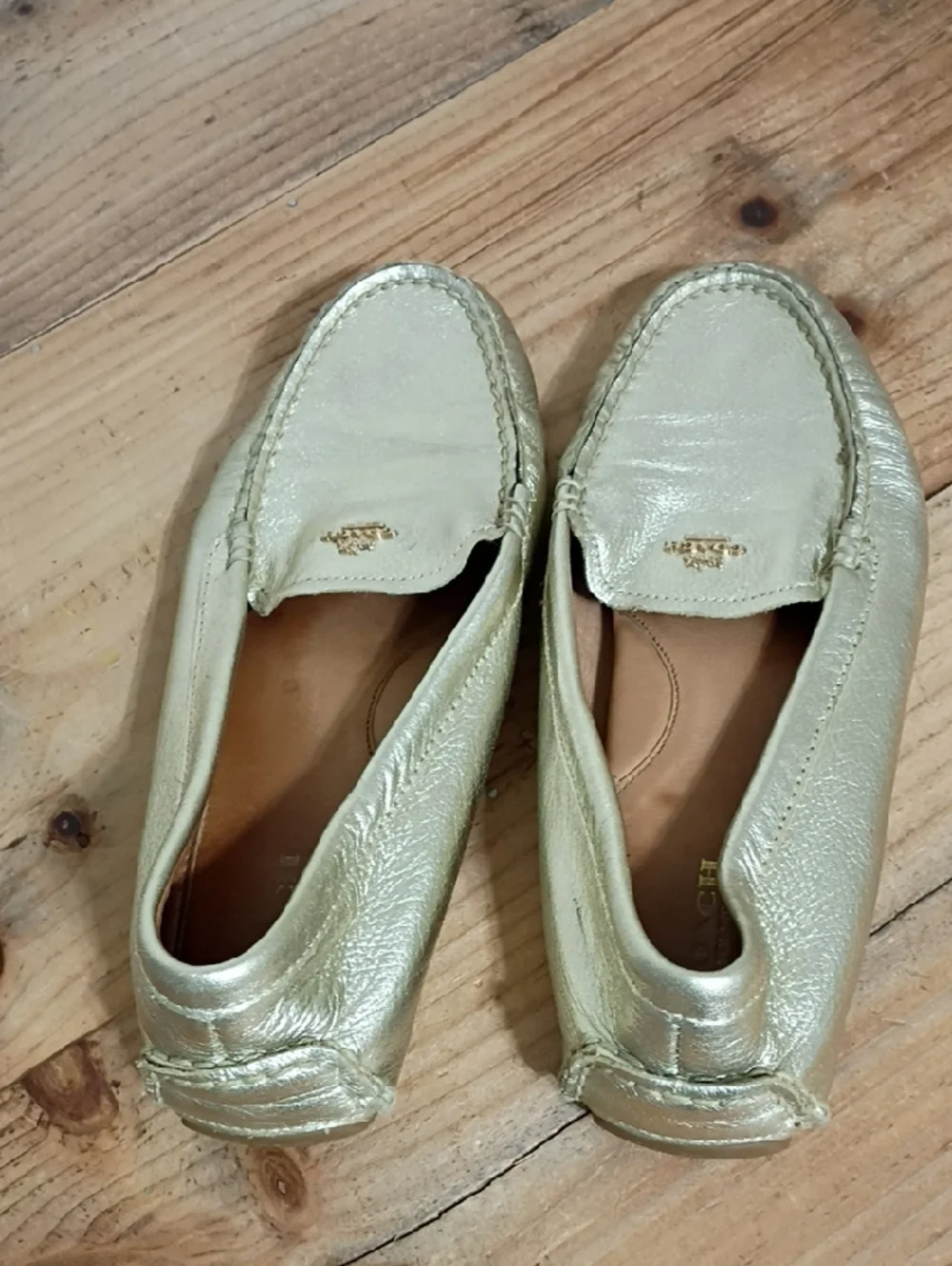 Coach Gold Amber Metallic Slip On Loafer Size 8.5 - Picture 9 of 9